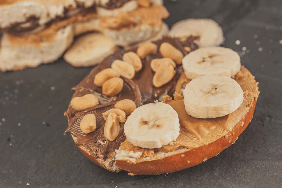 Bagel with peanut butter is great for a pre-long run meal.